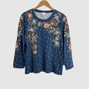 Sundance Floral Embroidered Long Sleeve Knit Top